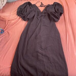 H&M Black Puff Sleeve Mini Dress